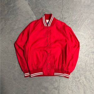 Vintage Champion Red Varsity-Style Men's Bomber Jacket